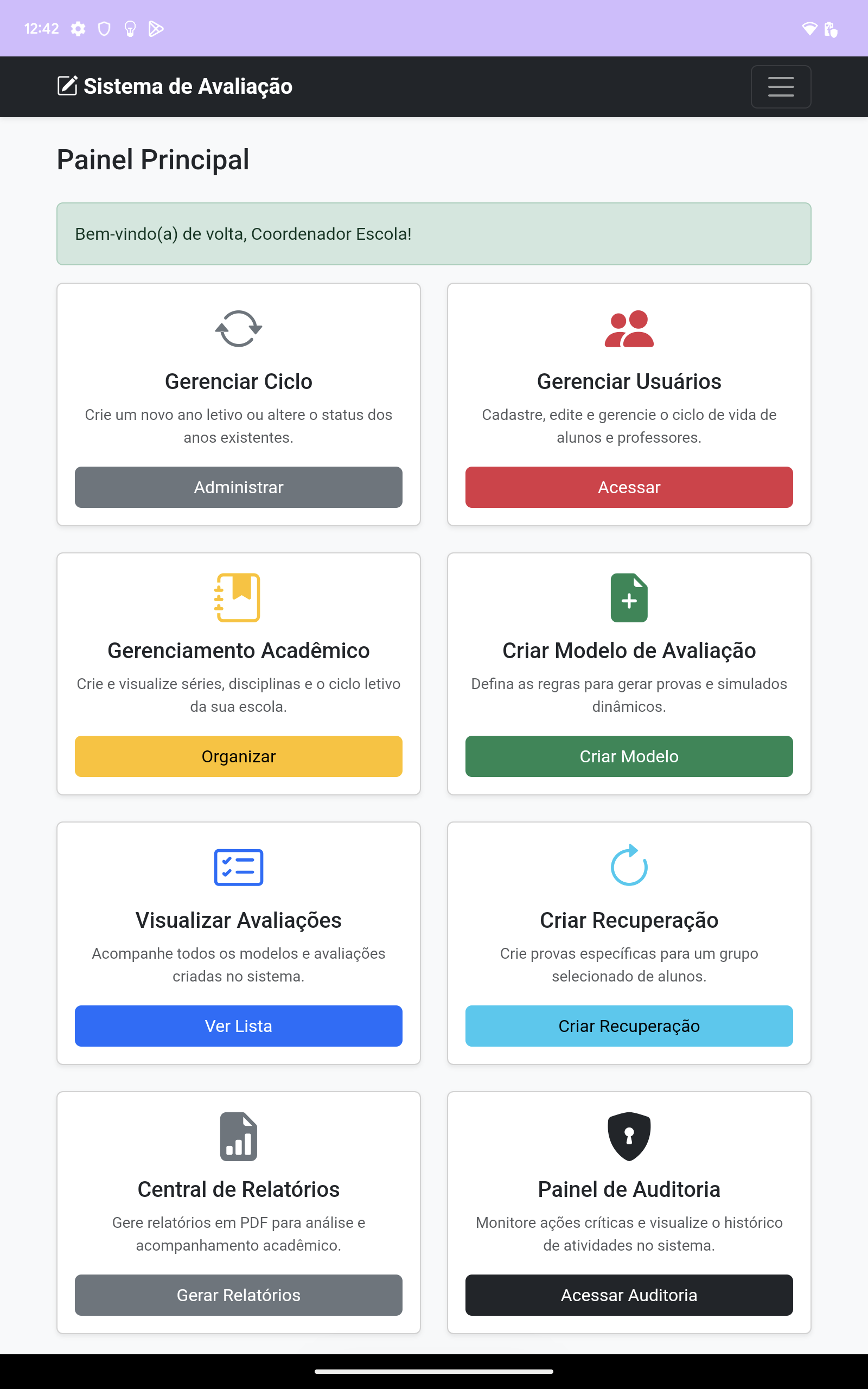Demonstração do aplicativo OnlineTests